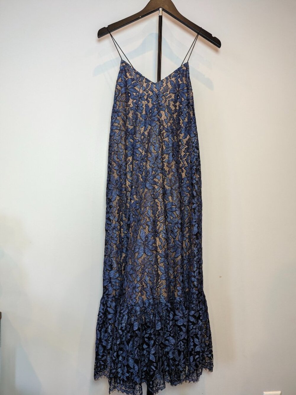 MOULINETTE SOEURS by Anthropologie Womens Size 8P Blue Celestial Lace Maxi Dres